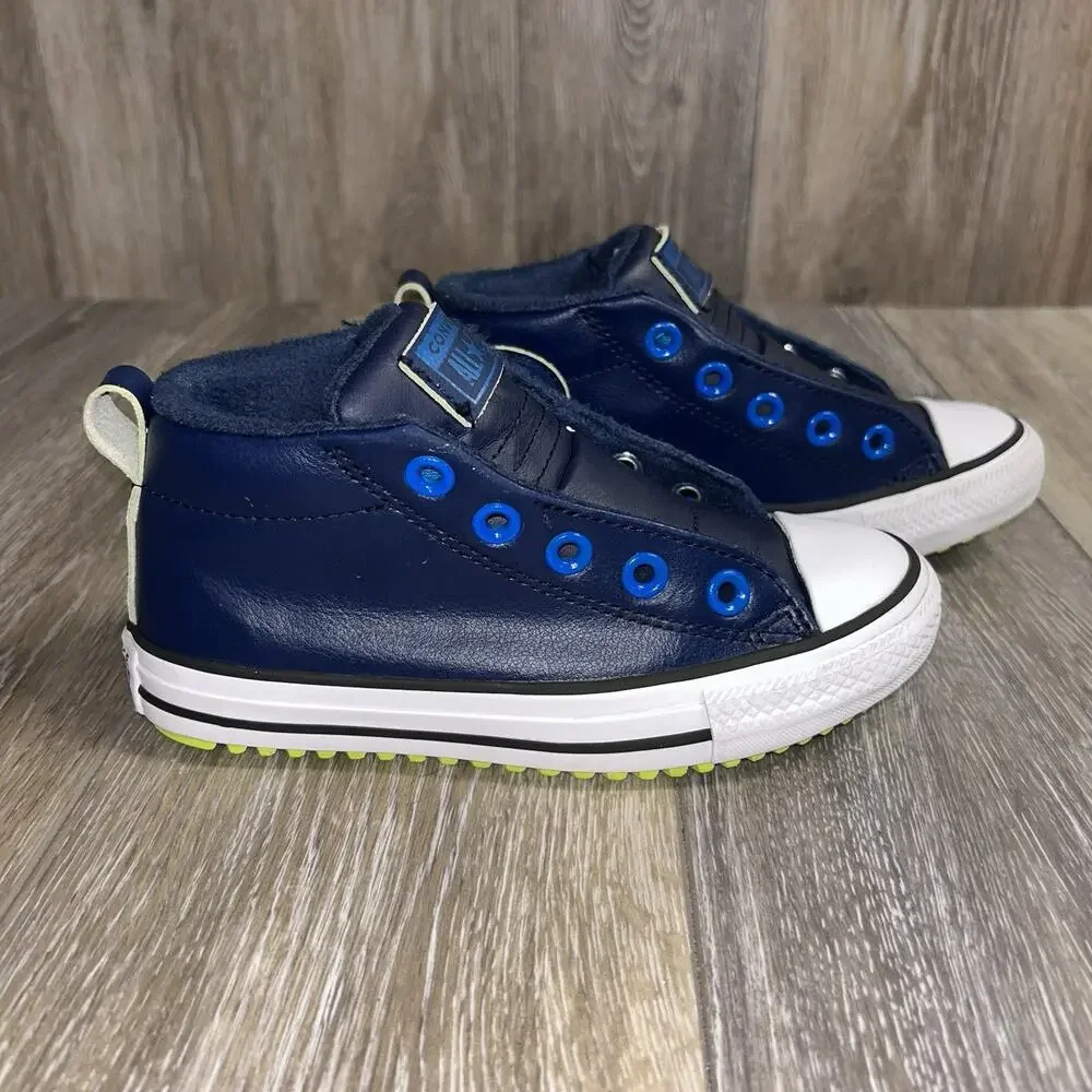 Converse All Star 654324C Youth Size 13 Chuck Taylor Blue Leather Hi Top Shoes